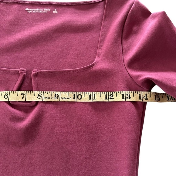 ABERCROMBIE & FITCH RASPBERRY PINK PONTE TRIANGLE NOTCH NECK BODYSUIT SMALL - Picture 10 of 14